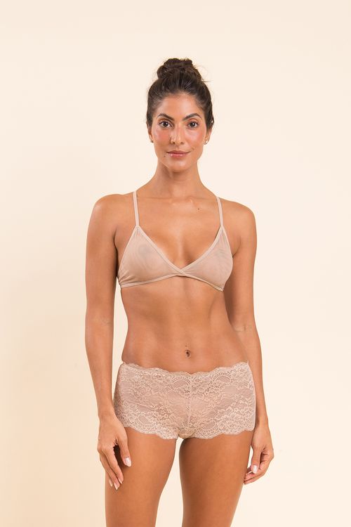 Calcinha Boxer Renda Chocolate