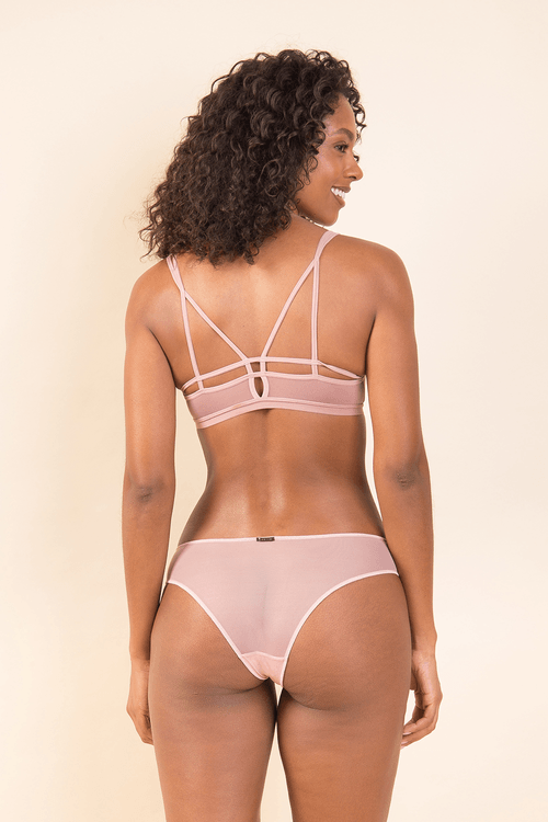 Calcinha Média Tule Rosa Pele