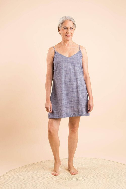 Conjunto Camisola + Kimono Algodão Azul