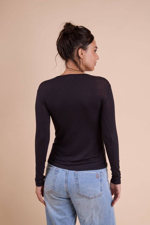 Blusa Segunda Pele Viscolinho Preto