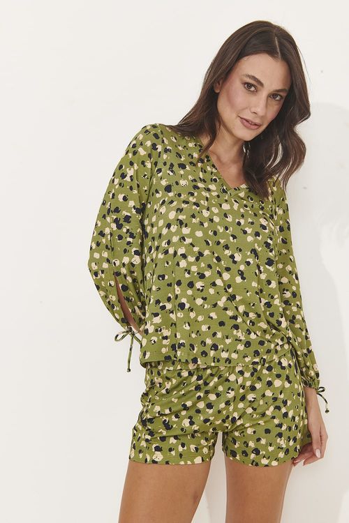 PIJAMA CURTO AMARRAÇÃO ESTAMPA FREVO UMBU