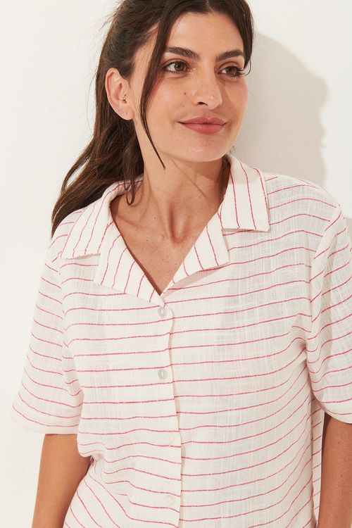 CONJUNTO CURTO RESORT LISTRADO OFF/PINK