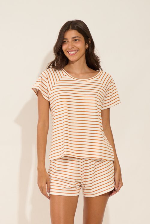 Pijama Curto Raglan Listras Sol/Off