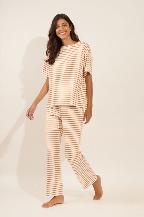 Conjunto Longo Tshirt Listras Sol/Off