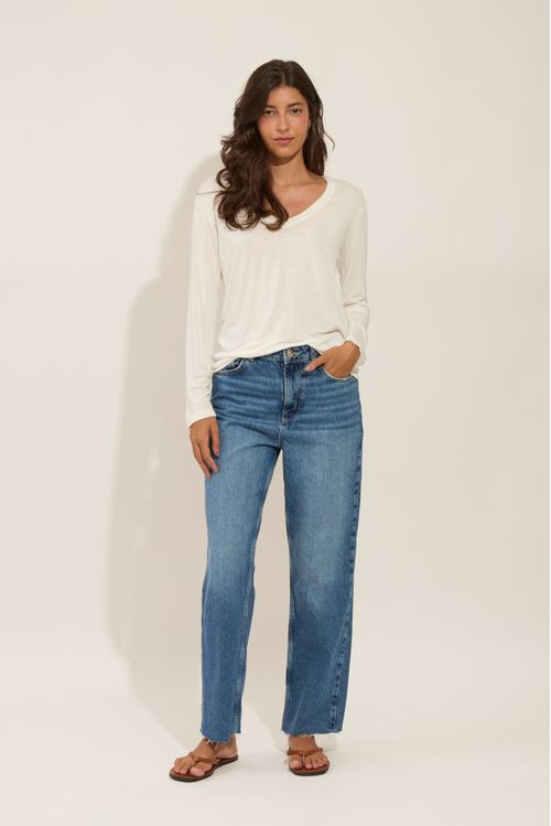 TSHIRT GOLA V MANGA LONGA SOFT OFF WHITE