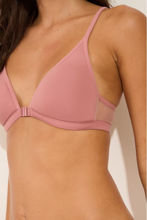 Sutiã Bojo Triângulo Nadador Poliamida/Tule Nude Rosa