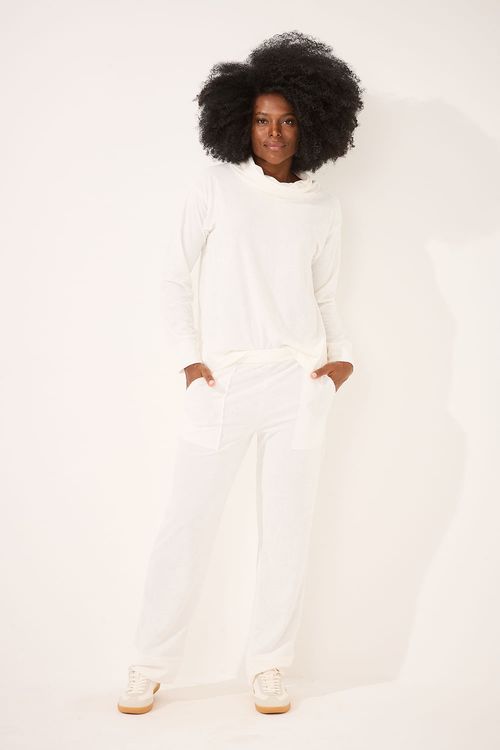 Conjunto Longo Gola Degagê Atoalhado Off White
