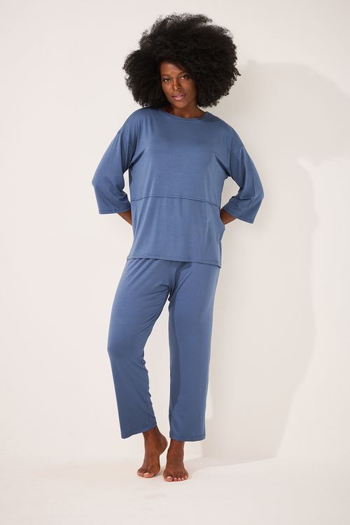 Pijama Capri 7/8 Azul Lunar