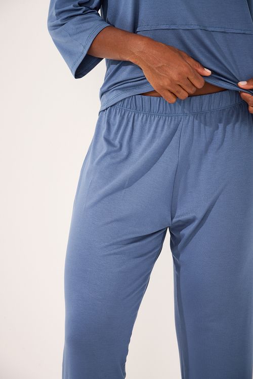 Pijama Capri 7/8 Azul Lunar