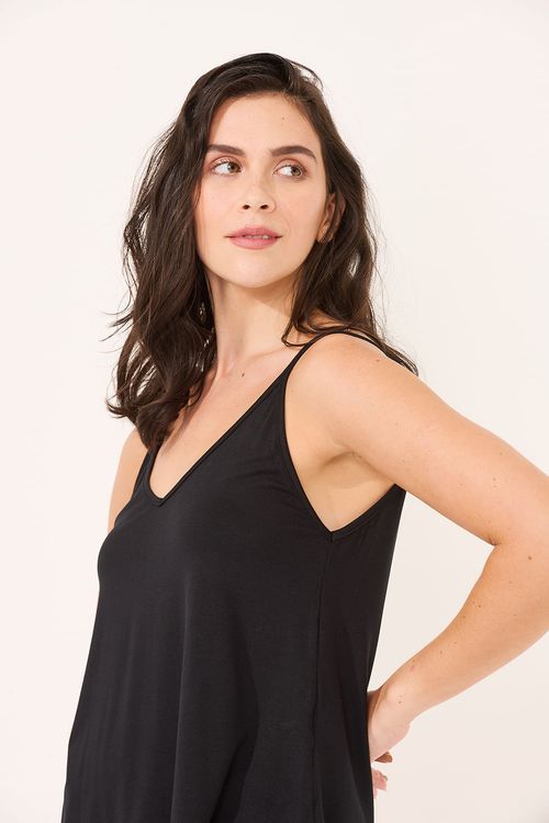 Regata Alça Fina Preta