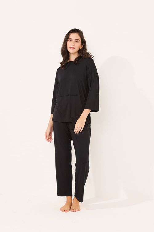 Pijama Capri 7/8 Preto