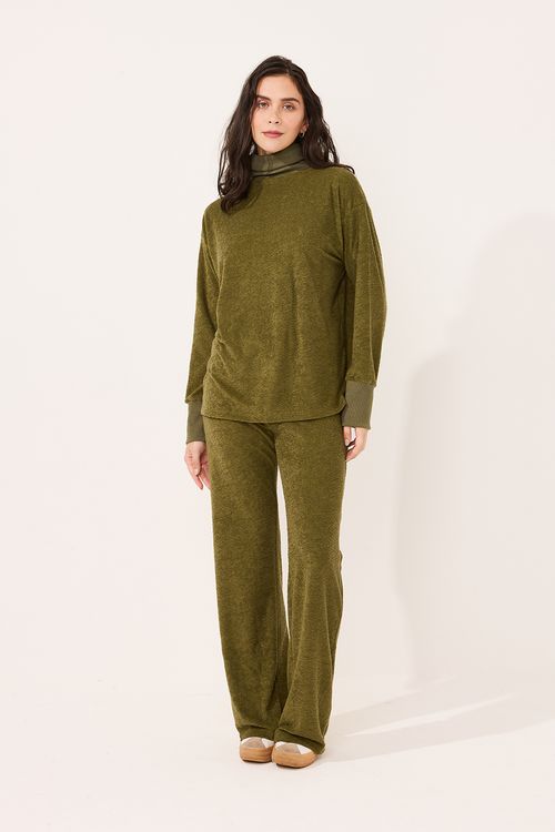 Conjunto Longo Gola Rolê Atoalhado Soft Verde Floresta