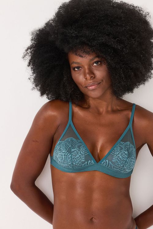 Sutia Top Tule/Renda Azul Galáxia