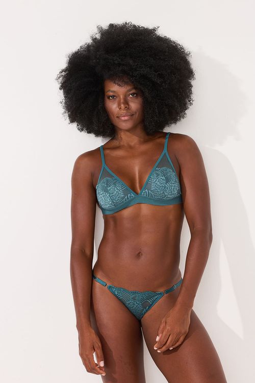 Sutia Top Tule/Renda Azul Galáxia