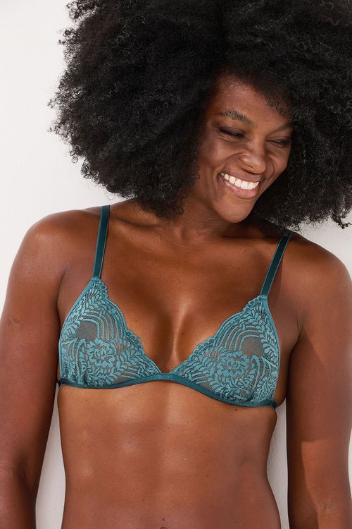 Sutia Triângulo Fino Renda Azul Galáxia