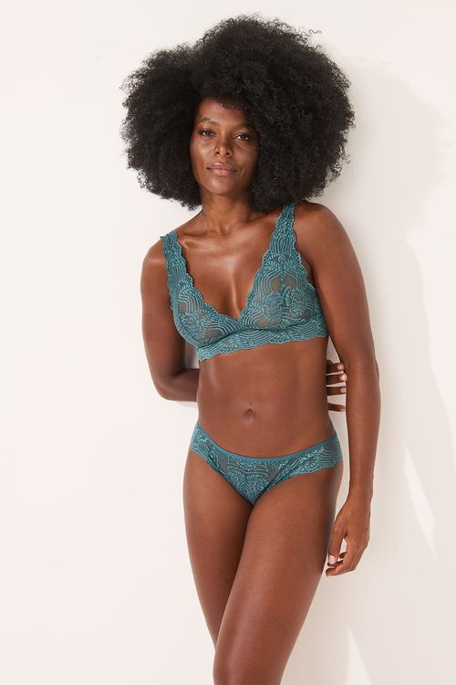 Sutia Triângulo Longo Renda Azul Galáxia
