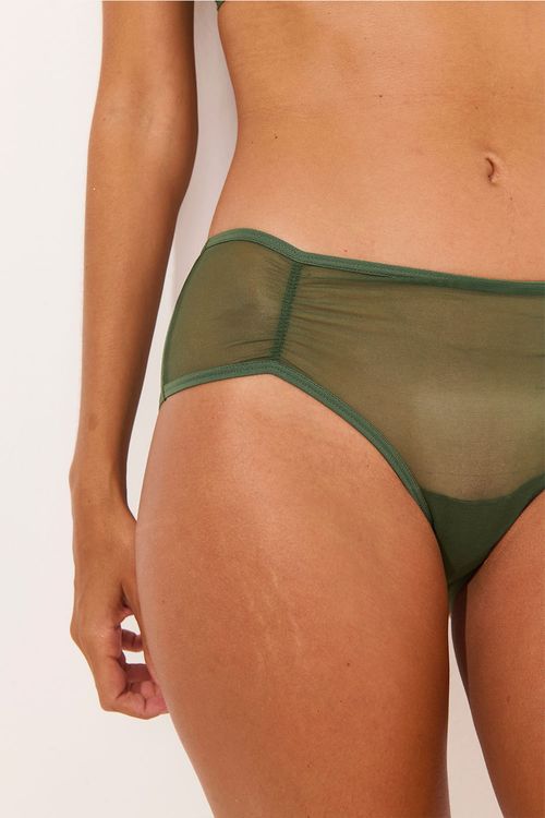 Calcinha Boxer Tule Verde Chá