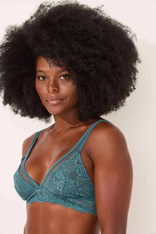 Sutia Top Alça Larga Tule/Renda Azul Galáxia