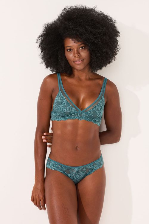 Sutia Top Alça Larga Tule/Renda Azul Galáxia