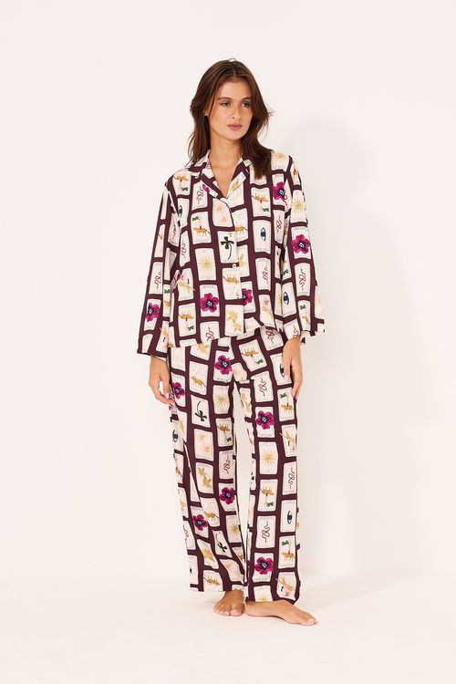 Pijama Longo Amplo Tarot Púrpura