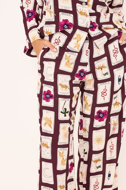 Pijama Longo Amplo Tarot Púrpura