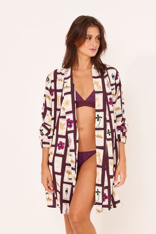 Kimono Longo Punho Tarot Púrpura