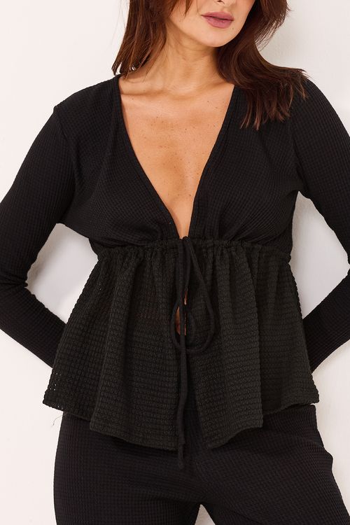 Conjunto Maria Tricot/Crochê Preto