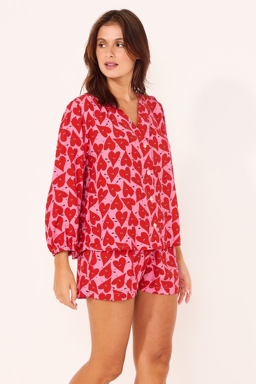 Pijama Curto Manga Bufante Amoris