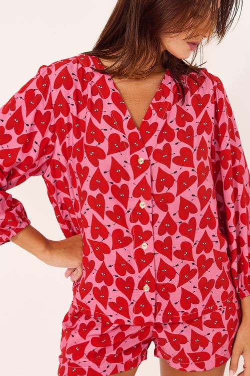 Pijama Curto Manga Bufante Amoris