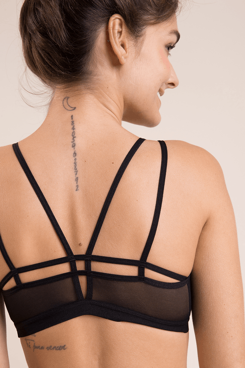 Sutiã Top Tiras Tule Preto