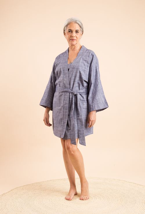 KIMONO ALGODÃO AZUL