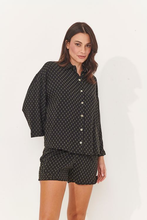 SHORTS VISCOSE PRETO/VERDE