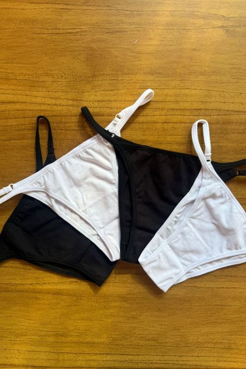 Kit 4 Calcinhas Tanga Algodão 2 Preto/2 Branco