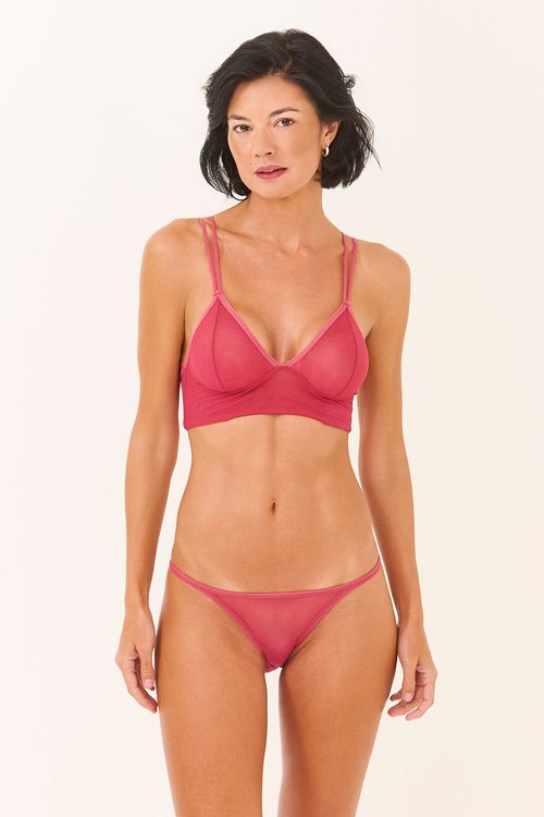 Calcinha Tanga Tule Rosa Goiaba
