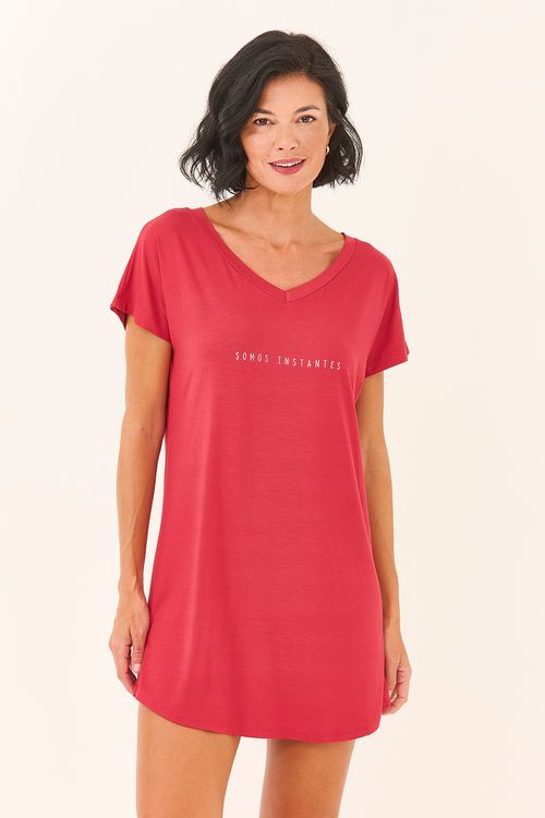 Camisola Camisetão Somos Instantes Rosa Goiaba