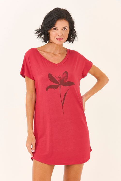 Camisola Camisetão Silk Agapanto Rosa Goiaba
