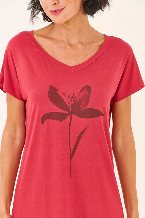 Camisola Camisetão Silk Agapanto Rosa Goiaba