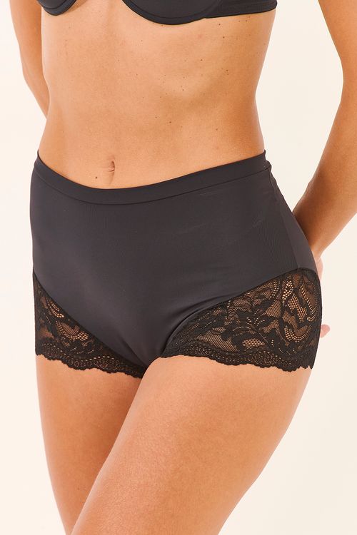 Calcinha Hot Pants Renda Tech Pro Preta