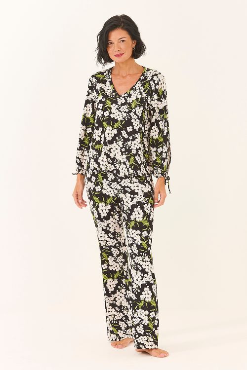 Pijama Longo Amarração Flor Ipê