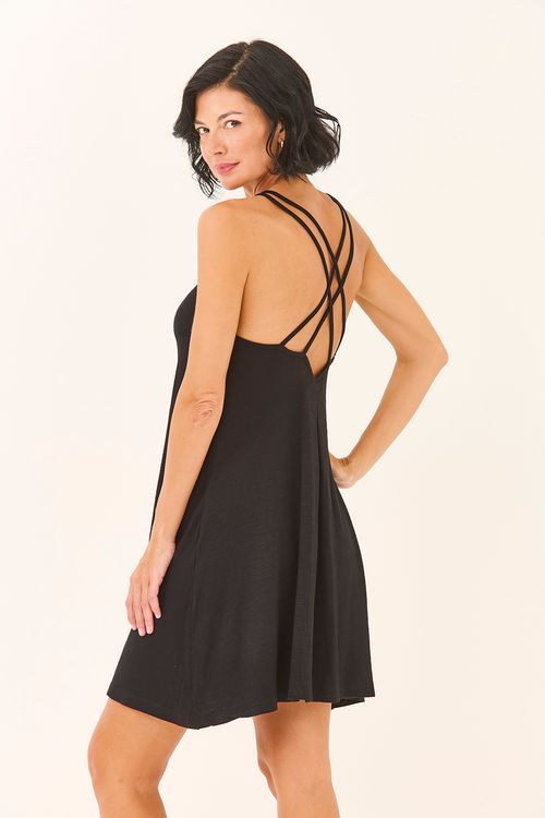 Camisola Multi Alças Canelado Preto