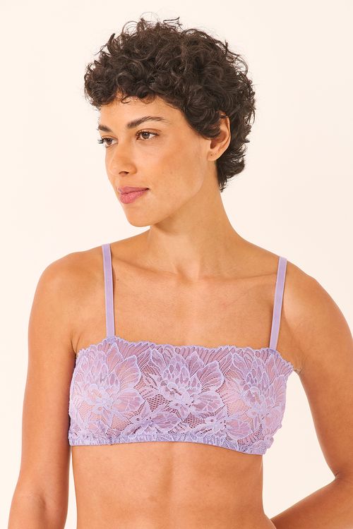 Sutiã Faixa Com Alça Renda Lilás Imperatriz