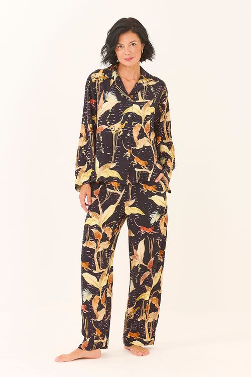 Pijama Longo Amplo Mico Leão