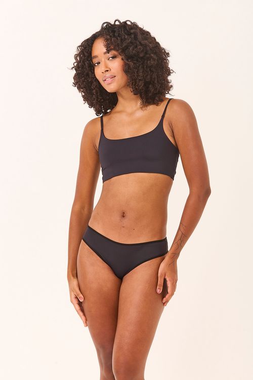 Calcinha Média Poliamida Esporte Preta