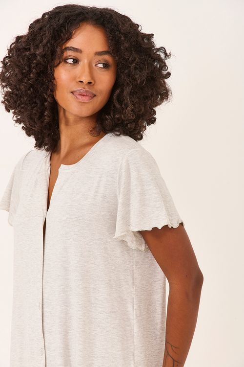 Camisola Botões Mescla Claro