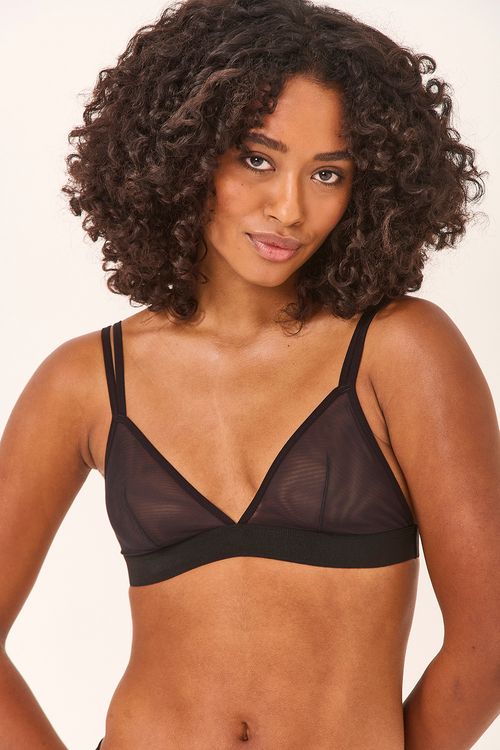 Sutiã Top Duplo Tule Preto