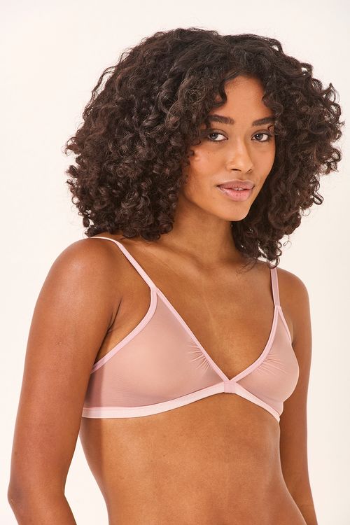 Sutiã Triângulo Esporte Tule Rosa Pele