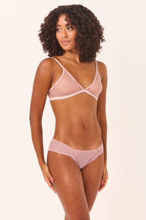 Sutiã Triângulo Esporte Tule Rosa Pele