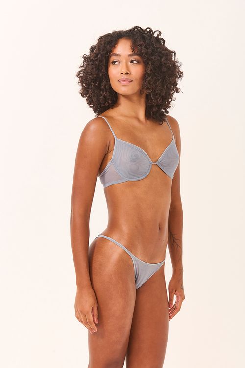 Calcinha Tanga Tule Prata Embaúba