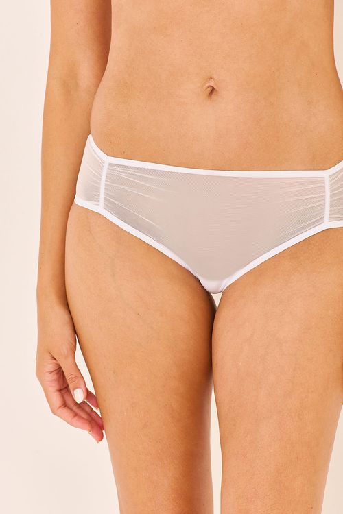 Calcinha Boxer Tule Branco