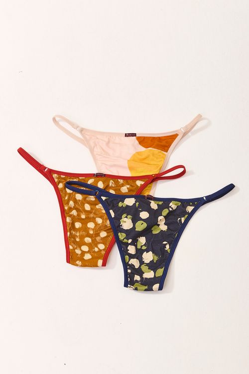 Kit 3 Calcinha Promo Tanga Visco E.Frevo Marinho, Animal sol e Fulo
